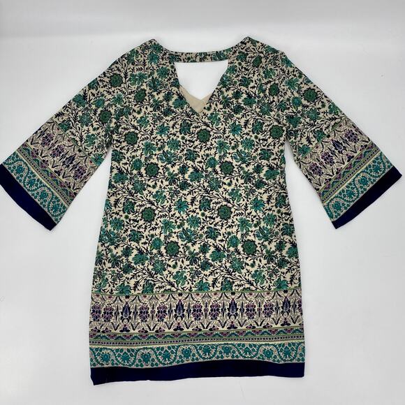 PINK OWL Floral Bell Sleeve Mini Shift Mini Dress Size S Summer Boho Festival - Picture 2 of 7